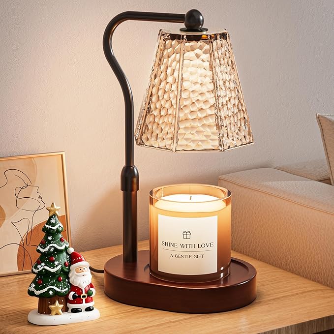 Candle Warmer Lamp with Timer Dimmable, Height Adjustable Wax Melt Warmer for Home Decor & New Home Bedroom, Vintage Candle Lamp for Scented Wax Jar Candles with 2 Bulbs,Birthday Gift for Women & Moms