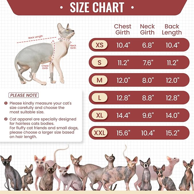 DENTRUN Sphynx Hairless Cats Shirt Pullover Kitten T-Shirts, Breathable Cat Wear Turtleneck Sweater Adorable Cat's Clothes Vest Pajamas Jumpsuit