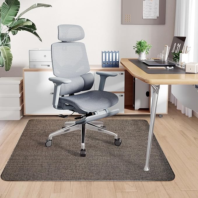 Sycoodeal Office Chair Mat for Hardwood & Tile Floor,Computer Gaming Chair Mat for Rolling Chairs Non-Curve, Anti-Slip, Heavy Duty Floor Protector for Home Office,Dark Coffee (48" x 60")