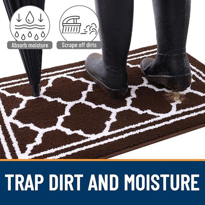 Buganda Large Indoor Door Mat, Dirt-Resistant and Absorbent Doormat, Anti-Slip, Low Profile Floor Mats for Inside Entryway, Front, and Back Door Entrance (59x35 Inches, Dark Brown)