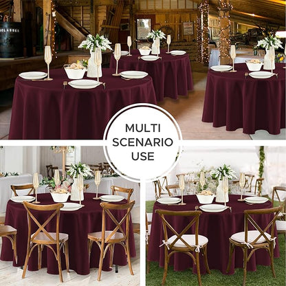 Fitable 8 Pack Round Tablecloths: Stain Resistant Wrinkle Free Circle Table Clothes, Washable Reusable Polyester Table Covers for Wedding Party Birthday Banquet Reception(Burgundy, 84 Inch)