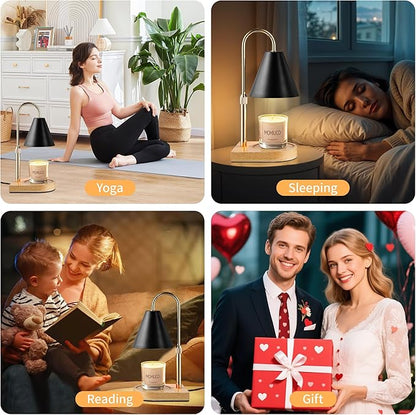 Candle Warmer Lamp with Timer Dimmer, Electric Candle Warmer for Jar Candles, Bedroom Home Decor, Gifts for Mom, House Warming Gifts Home Bedroom Decor Adjustable Height with 2 Bulbs