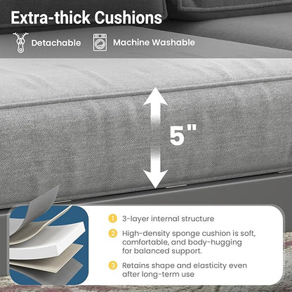 Wisteria Lane Patio Furniture Metal Sofa, Metal Outdoor Chairs with Upgraded Cushions, All-Weather Outdoor 3 Seats Sofa Couch for Balcony, Garden, Deck, Backyard, Grey