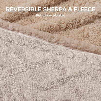 Waterproof Pet Blanket, Liquid Pee Proof Dog Blankets for Sofa Bed Couch, Reversible Sherpa Fleece Furniture Protector Cover for Small Medium Large Dogs Cats,Beige-Thicken Medium（57" x 40"）