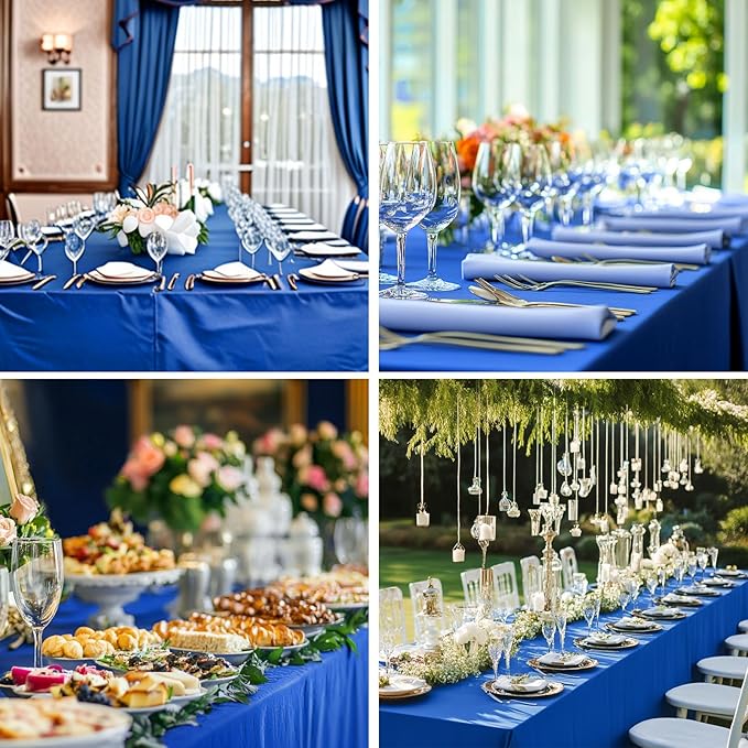 Rectangle Tablecloths 90x132 Inch 6 Pack Royal Blue Tablecloth for 6ft Washable Decorative Linen Polyester Table Cloths for 8ft Dining Table Banquets Buffet Parties and Wedding