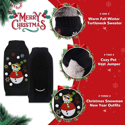 PETCARE Christmas Dog Sweaters Black Snowman Ugly Snow Xmas Puppy Costume Pet Holiday New Year Fall Winter Dog Clothes for Small Medium Large Dogs Cats Pullover Cat Sweaters Outfits