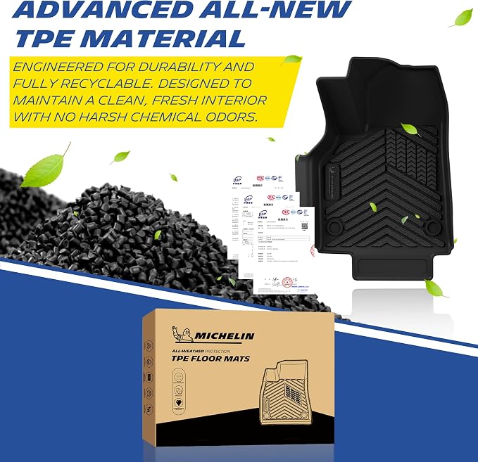Michelin Vehicle Mat, All-Weather TPE Custom Fit Liner for Tesla Model Y 5 Seat Floor Mats 2025-2027 (9 Piece), Premier