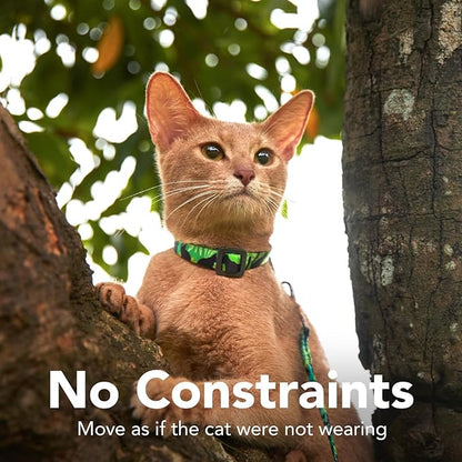 Cat Harness and Leash Set - Escape Proof Adjustable Cat Harness, Comfortable Soft Lightweight, Use Safe & Easy, Walking Travel Kitten Harness for Small Medium Large Cats (Green Cat Whispers)