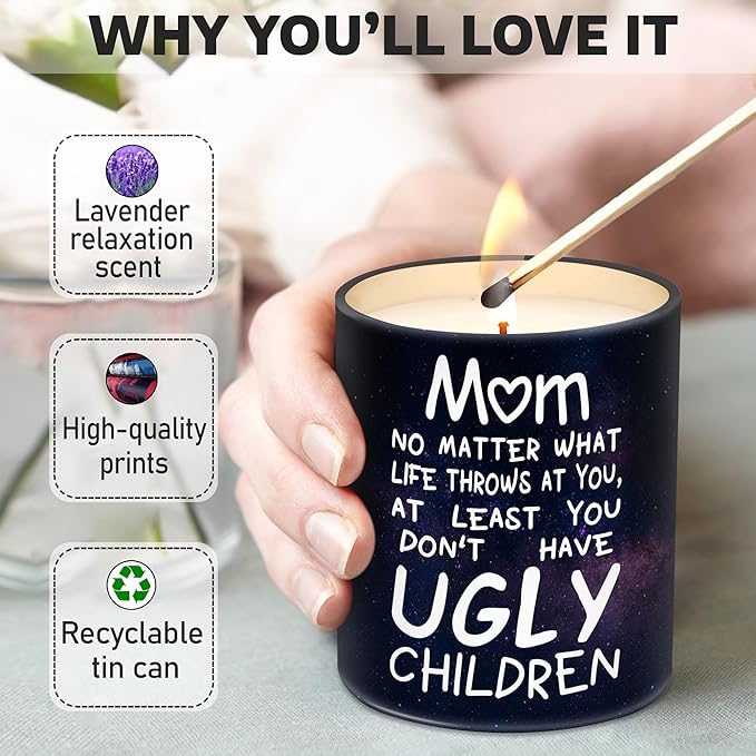 Gifts for Mom from Daughter, Son - Christmas Gifts for Mom, Wife, Women - Moms Birthday Gift Ideas, Cool Birthday Gift for Moms - Funny Christmas Candle, mom Soy Wax Candle