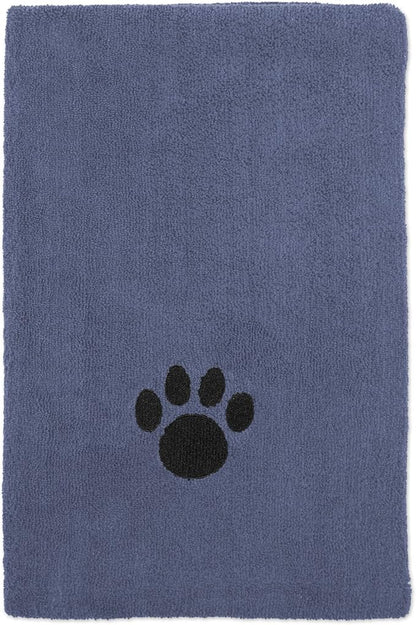 Bone Dry Pet Grooming Microfiber Towel, Embroidered Collection, X-Large,41x23.5", Stonewash Blue