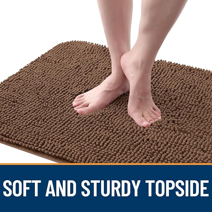 OLANLY Dog Door Mat for Muddy Paws 59x20, Absorbs Moisture and Dirt, Absorbent Non-Slip Washable Doormat, Quick Dry Chenille Mud Mat for Dogs, Entry Indoor Entryway Carpet for Inside Floor, Mocha