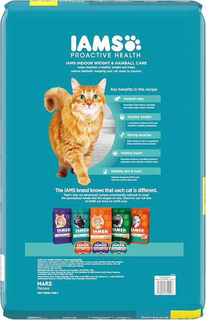 IAMS Proactive Health Indoor Weight Control & Hairball Care Adult Dry Cat Food, Chicken & Turkey Recipe, 16 lb. Bag