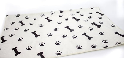 Zwipes Large Microfiber Pet Towels (Size: 30" x 36"), 2-Pack Soft Terry Cleaning Cloths, White with Black Bone/Paw Print