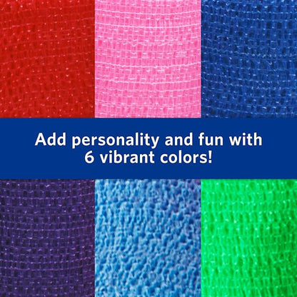 PetFlex Color Pack – Flexible Self-Adhering Elastic Bandage for Wound Care – First Aid Wrap for Small Animals Like Dogs, Cats, and Other Pets - 2 inch, 6 Rolls
