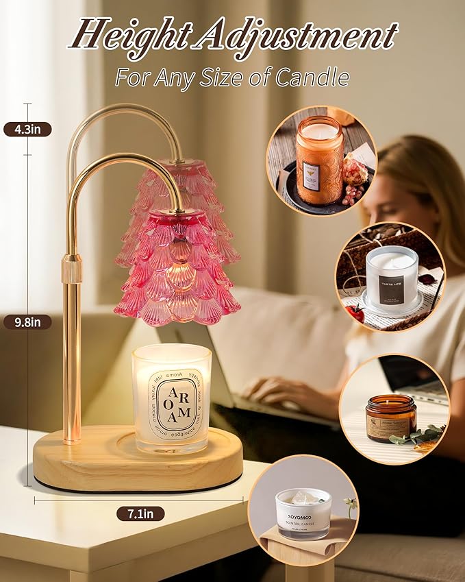 Seniny Electric Candle Warmer Lamp - with Time Dimmable Adjustable Height Candle Lamp Warmer for Jar Candles,Christmas Wax Melt Wamer, Birthday Gifts for Women Mom, House Warming Gifts New Home Decor
