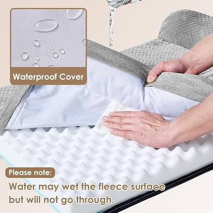 EHEYCIGA Orthopedic Dog Bed Medium Size, Memory Foam Dog Bed, Grey | Small Dog Sofa with Washable Removable Cover, Waterproof Pet Couch for Crate with Nonskid Bottom, 30x20x6