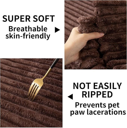 HAOMAIJIA Waterproof Couch Cover for Dogs Washable,Faux Fur Pet Couch Covers for Sofa,Soft Dog Bed Cover Non-Slip Couch Covers for 3 Cushion Couch Sofa Pet Friendly (Brown, 35" x 95" 1 Pack)