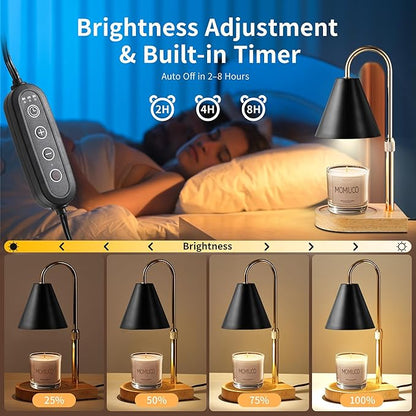 Candle Warmer Lamp with Timer Dimmer, Electric Candle Warmer for Jar Candles, Bedroom Home Decor, Gifts for Mom, House Warming Gifts Home Bedroom Decor Adjustable Height with 2 Bulbs