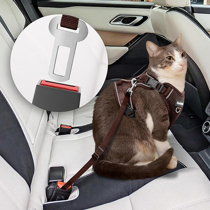 Cat Harness and Leash Set - Escape Proof Adjustable Cat Harness, Comfortable Soft Lightweight, Use Safe & Easy, Walking Travel Kitten Harness for Small Medium Large Cats, Brown, M(13-18lb)