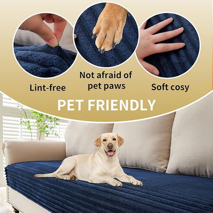 HAOMAIJIA Waterproof Couch Cover for Dogs Washable,Faux Fur Pet Couch Covers for Sofa,Soft Dog Bed Cover Non-Slip Couch Covers for 3 Cushion Couch Sofa Pet Friendly (Navy Blue, 35" x 47" 1 Pack)