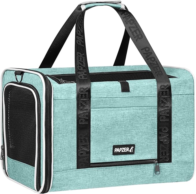 Top Load Medium Cat Carrier Private Curtain, United Approved TSA Pet Travel Crate Suitcase, Soft-Sided Small Dog Vet Friendly Carry Bag 18 x 11 x 11 Inch Delta, American Airline Undereat Teal
