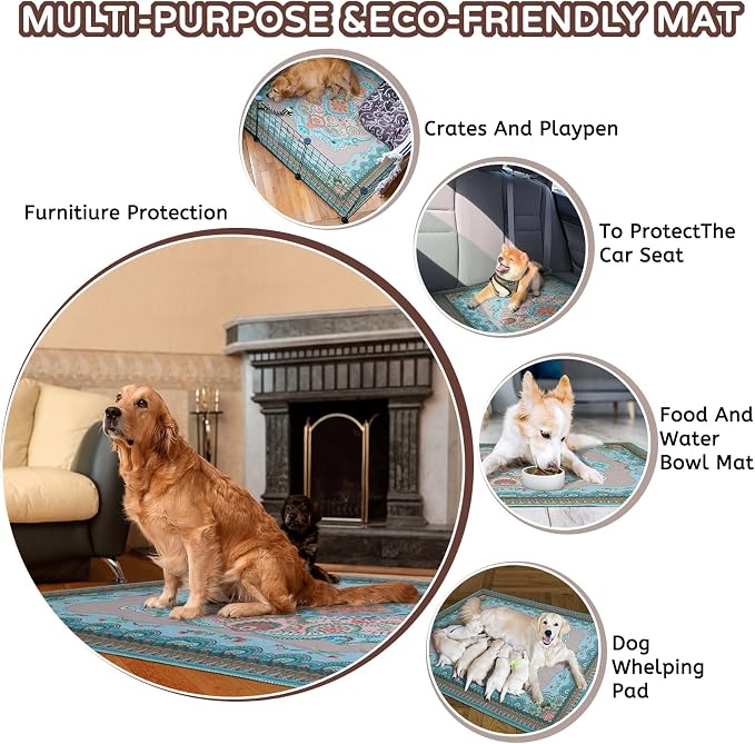 Aitmexcn Washable Pee Pads for Dogs, Large 2 Pack Reusable Puppy Pads Pet Training Pads, Super Absorb Dog Mats, Whelping Pad, Non-Slip Protects Against Urine Leakage-48 x 48"
