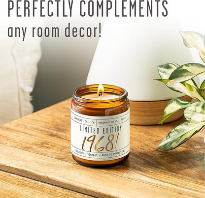 57th Birthday Gifts for Women - 'Limited Edition 1968' Soy Candle, w/Champagne on Ice I 57 Birthday Gifts for Women I 57th Gift for Her Ideas I 9oz Reusable Jar, 50Hr Burn, Made in USA