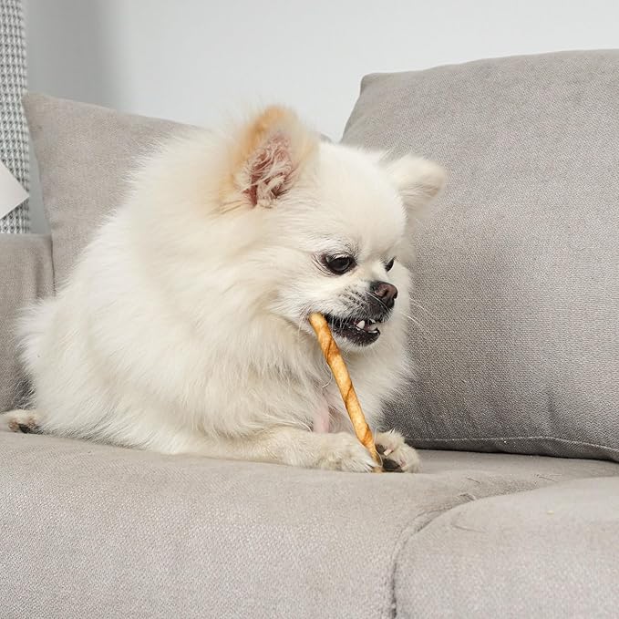 MON2SUN Dog Rawhide Twist Sticks Chicken Flavor 5 Inch Thin Sticks Rawhide Chews Treats for Puppy and Small Dogs 60 Count