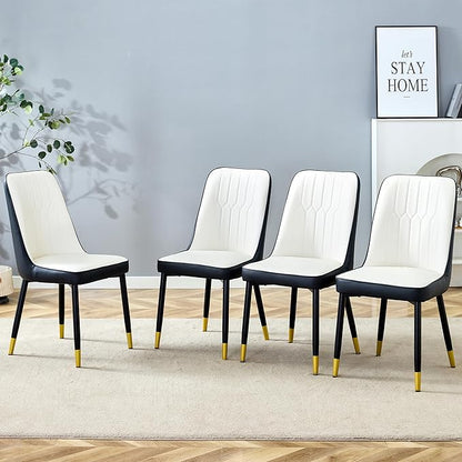 Dining Chairs Set of 4，Modern Dining Chairs, Equipped with PU Leather Backrest Cushions and Metal Legs, Suitable for Restaurants, Kitchens, and Dining Room Chairs