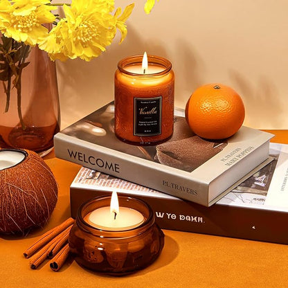 Scented Candle for Home Vanilla, Luxury Glass Candles Soy Wax for Men and Women, Aromatherapy Candle Gift for Christmas Birthday Mother, 6.8 oz