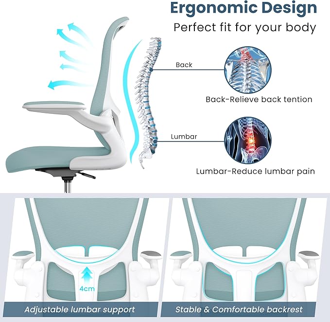 Drafting Chair, Tall Office Chair with Flip-up Armrests Executive Ergonomic Computer Standing Desk Chair, Office Drafting Chair with Lumbar Support and Adjustable Footrest Ring