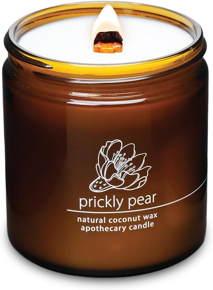Hemlock Park Crackling Wood Wick Candle Handcrafted with Natural Coconut Wax (Large 16 oz, Desert Prickly Pear)