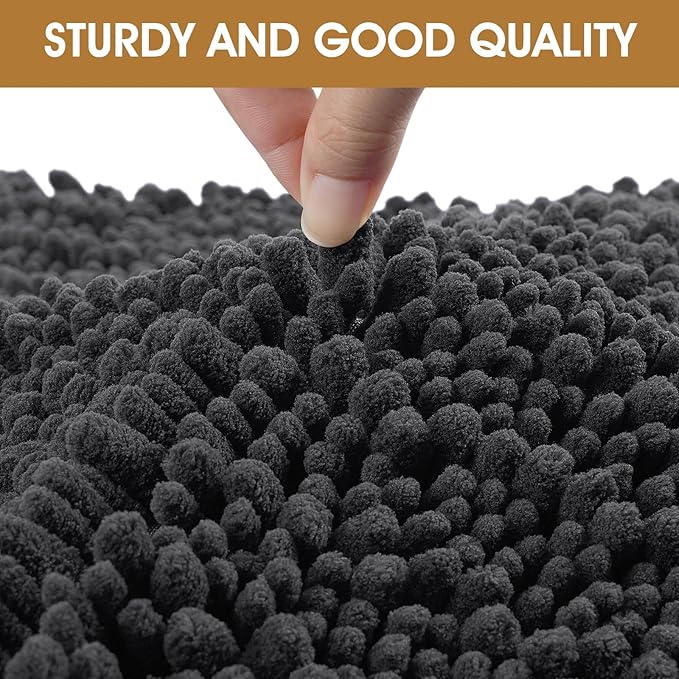Extra Large Dog Door Mats for Muddy Paws, 60" x 36" Chenille Absorbent Mud Mat for Dogs, Non Slip Heavy Dog Rugs For Muddy Paws, Soft Indoor Door Mat for Entryway, Mud Paw, Inside Floor, Dark Grey
