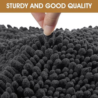 Extra Large Dog Door Mats for Muddy Paws, 60" x 36" Chenille Absorbent Mud Mat for Dogs, Non Slip Heavy Dog Rugs For Muddy Paws, Soft Indoor Door Mat for Entryway, Mud Paw, Inside Floor, Dark Grey