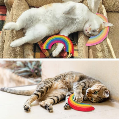 Cat Toys Kicker Pillows Rainbow, Stuffed Catnip Toys for Indoor Kitten Kitty, Interactive Cat Nip Chew Teething Toy Plush Kitty Toys 2 Pack