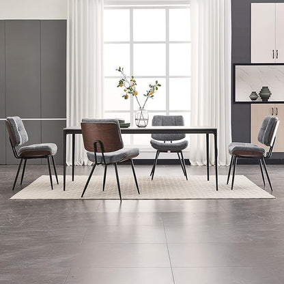 BFZ Dining Chairs Set of 4, Mid Century Modern Kitchen Chairs with Walnut Bentwood Back and Metal Legs, Upholstered Fabric Dining Room Chairs for Kitchen, Living Room