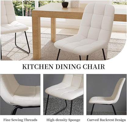 Dining Chairs Set of 4, Modern Kitchen Faux Leather Dining Room Chair for Kitchen Living Dining Room (4 White Chairs)