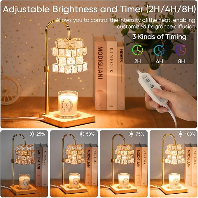 Candle Warmer Lamp with Timer,Electric Candle Warmer Dimmable and Height Adjustable Wax Melt Warmer for Scented Wax Jar Candles,Aromatherapy Decorative Candle Heater Home Fragrance Warmer