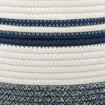 Woven Rope Laundry Hamper Basket by YOUDENOVA, 58L Tall Luandry Basket, Baby Nursery Hamper for Blanket Storage in Bedroom-Large-Blue