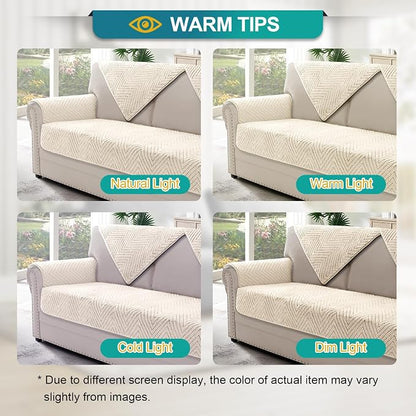 Turquoize Waterproof Couch Cover for Dogs Fuzzy Pet Couch Covers for Sofa Thick Dog Bed Cover Non-Slip Sofa Covers for 3 Cushion Couch Protector Slipcover Pet Friendly (Beige, 36" x 63")