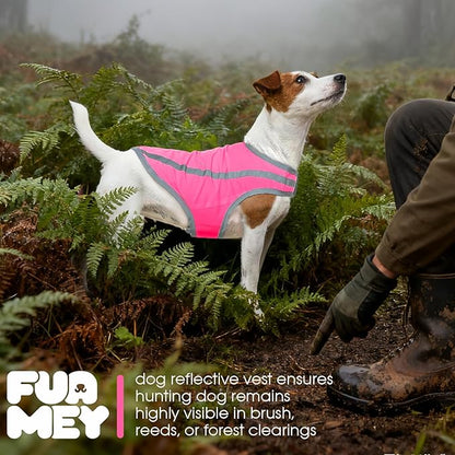 FUAMEY Dog Reflective Vest for Large Dogs,Dog Hunting Vest High-Visibility Dogs Safety Vest for Night Walking Water-Resistant Service Pet Gear Adjustable Outdoor Activities Pink XL
