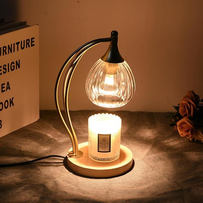 Candle Warmer Lamp with Timer - Dimmable Candle Warmer for Jar Candles-Electric Candles Warmers Light Birthday Gifts for Women Mom House Warming Gifts New Home Decor Gold and Transparent 2 Bulb