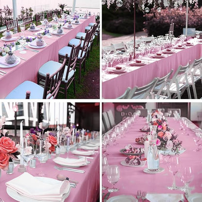 Rectangle Tablecloths 90x132 Inch 10 Pack Pink Tablecloth for 6ft Washable Decorative Polyester Table Cloths for 8ft Dining Table Banquets Buffet Parties and Wedding