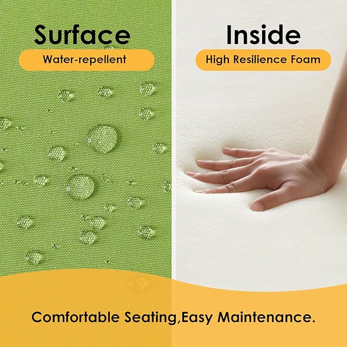 Outdoor Sunbrella Cushions for Patio Furniture Set of 2, 24"x24" Water Repellent Chair Cushions Removable Seat Bottom & Back Cushion Covers for Chair, Sofa, Couch, Canvas Ginkgo