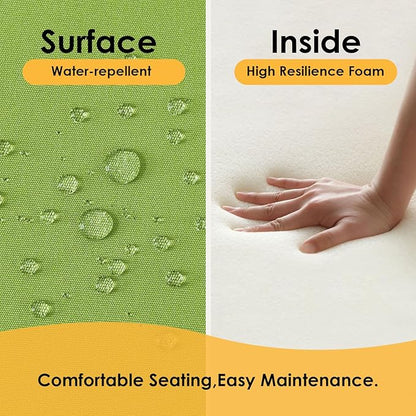 Outdoor Sunbrella Cushions for Patio Furniture Set of 2, 24"x24" Water Repellent Chair Cushions Removable Seat Bottom & Back Cushion Covers for Chair, Sofa, Couch, Canvas Ginkgo