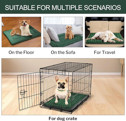 4 Pcs Washable Dog Bed Plush Orthopedic Outdoor Crate Mat with Non-Slip Bottom,Luxe Kennel Pad for Pets,Cozy Cage Cushion&Pet Sleeping Mattress Large Sized,Medium,Small Dogs,24 x 18 inch,Color Blend