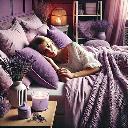 Lavender Candle, Scented Candles Gift Set for Stress Relief, 6 Votive Candles for Women and Men, Birthday Candle Gifts for Women, Christmas Candles for Women (Purple, 14 oz)