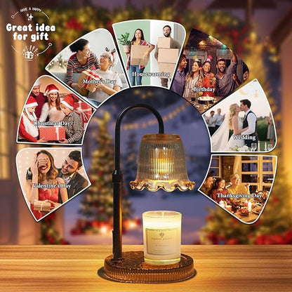 Candle Warmer Lamp with Timer Dimmable, Birthday Gifts for Women Mom, House Warming Gifts New Home Decor, Wax Melt Warmer for Jar Candles with 2 Bulbs
