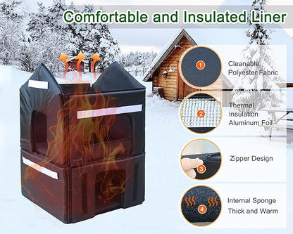Rockever Plastic Outdoor Cat House with Insulated Liner, 100% Insulated Outdoor Cat Houses for Winter, Waterproof 2 Story Outside Cat Shelter, Clean and Assemble Easily-White