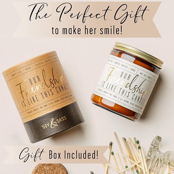 Soy and Sass 'Our Friendship is like this Candle' - Mediterranean Fig, Red Currant, Amber, Sandalwood Jar Candle